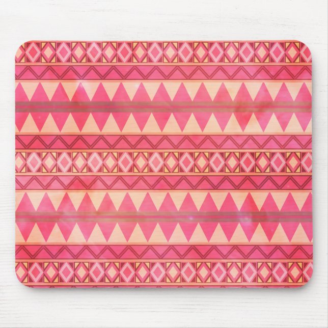 Stylish Pink Tribal Triangle Pattern Mouse Pad (Front)