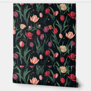 STYLISH PINK TULIP PATTERN WALLPAPER
