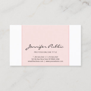 Stylish Pink White Creative Simple Modern Design Business Card