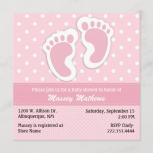 Stylish Pink & White Polka Dot Baby Shower Invitation