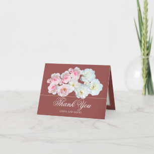 Stylish Pink White Rose & Clematis Chic Thank You  Card