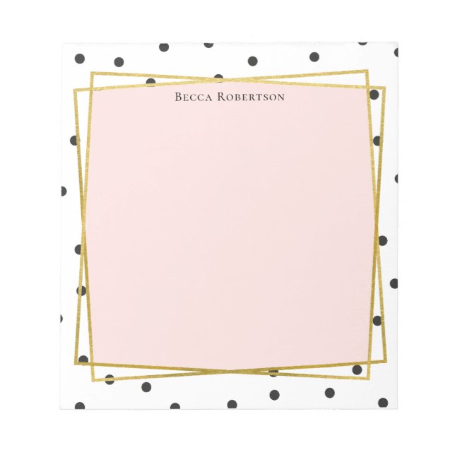 Stylish Pink with Confetti Dots and Your Name Notepad (Front)