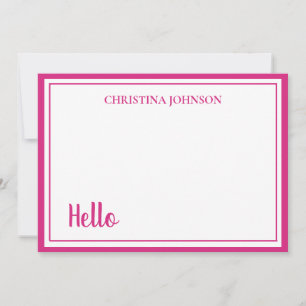 Stylish Pink with Name Flat Note Card