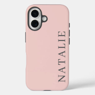 Stylish Pink with Personalised Grey Name  iPhone 16 Case