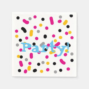 Stylish Pink Yellow Circle Dot Party Paper Napkin