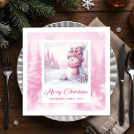 Stylish Pinkmas Kids Christmas Scene Winter Forest Napkin<br><div class="desc">✅ For matching items search #67S in my collections ✅ Celebrate the magic of the season with these charming Christmas napkins featuring a delightful watercolor pink snowman surrounded by a cozy pastel winter forest scene. Designed in soft blush tones with whimsical snowy details, these festive napkins add a warm and...</div>