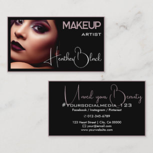 Stylish Plain Black Grey Thin Border Photo Image Business Card