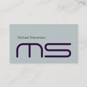 Stylish Plain Blue Modern Monogram Business Card