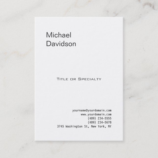 Stylish Plain Chubby Black White Business Card (Front)