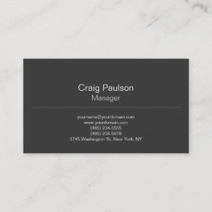 Stylish Plain Classical Grey Manager Business Card