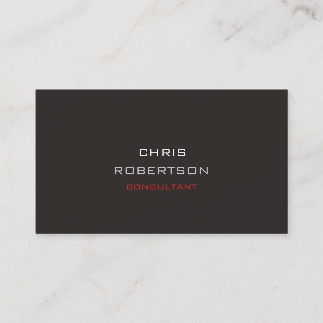 Stylish Plain Grey Red Attractive Business Card (Front)