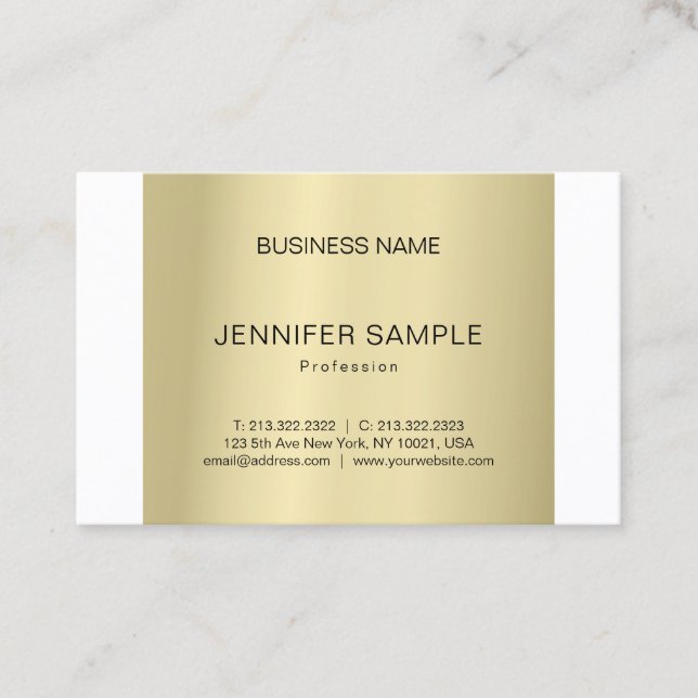 Stylish Plain Modern Professional Elegant Gold Business Card (Front)