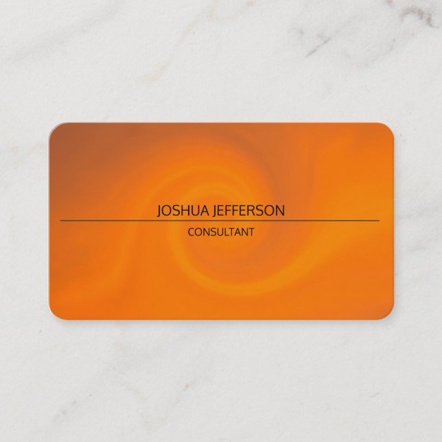 Stylish Plain Orange Attractive Rounded Two Sided Business Card (Front)