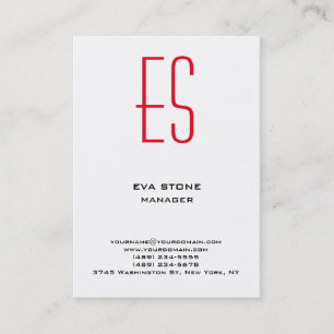 Stylish plain simple black white red monogram business card