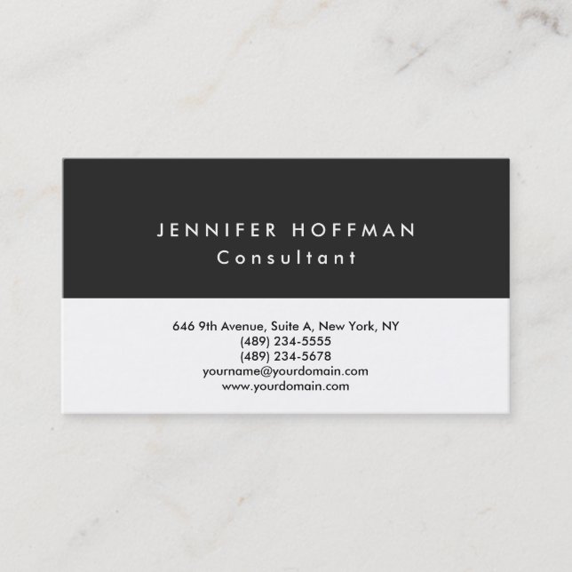 Stylish Plain Simple Clean Grey White Professional Business Card (Front)