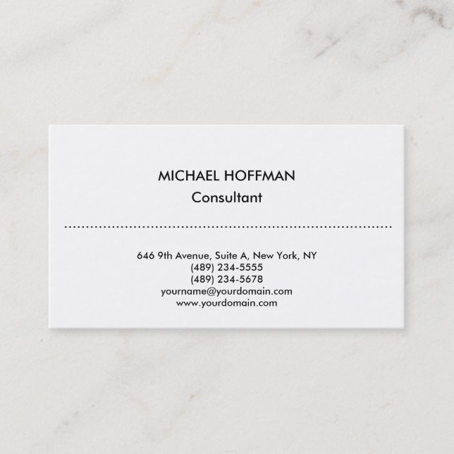 Stylish Plain Simple Clean White Professional Business Card (Front)