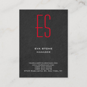 Stylish plain simple grey red monogram business card