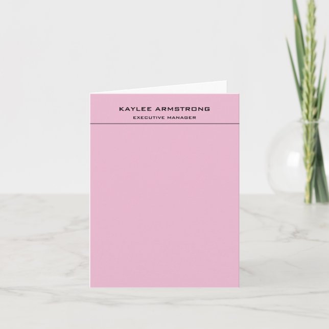 Stylish Plain Simple Professional Light Pink Note Card (Front)