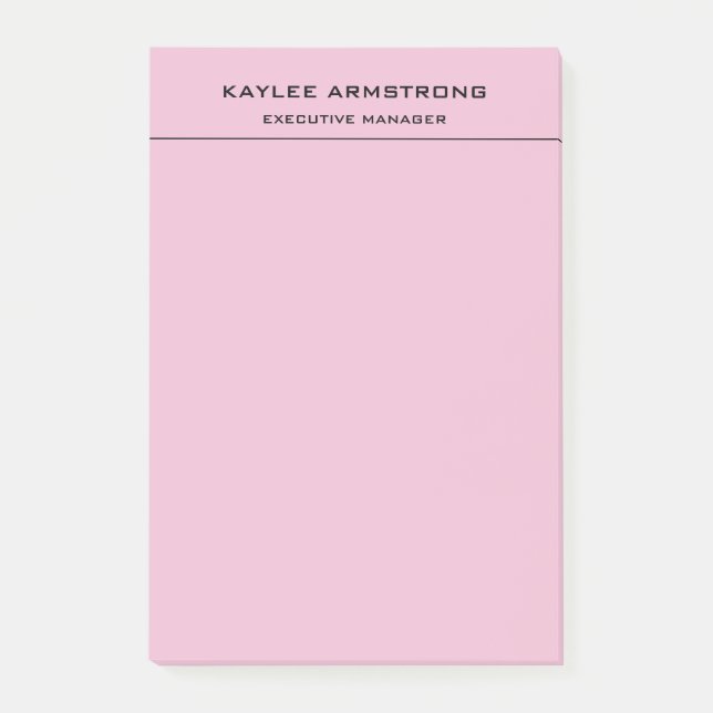 Stylish Plain Simple Professional Light Pink Post-it Notes (Front)