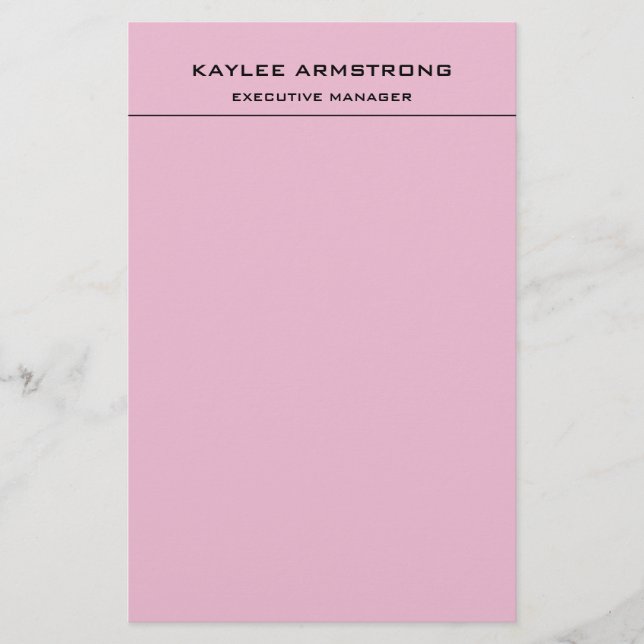 Stylish Plain Simple Professional Light Pink Stationery (Front)