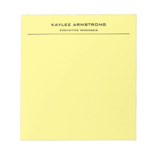 Stylish Plain Simple Professional Light Yellow Notepad