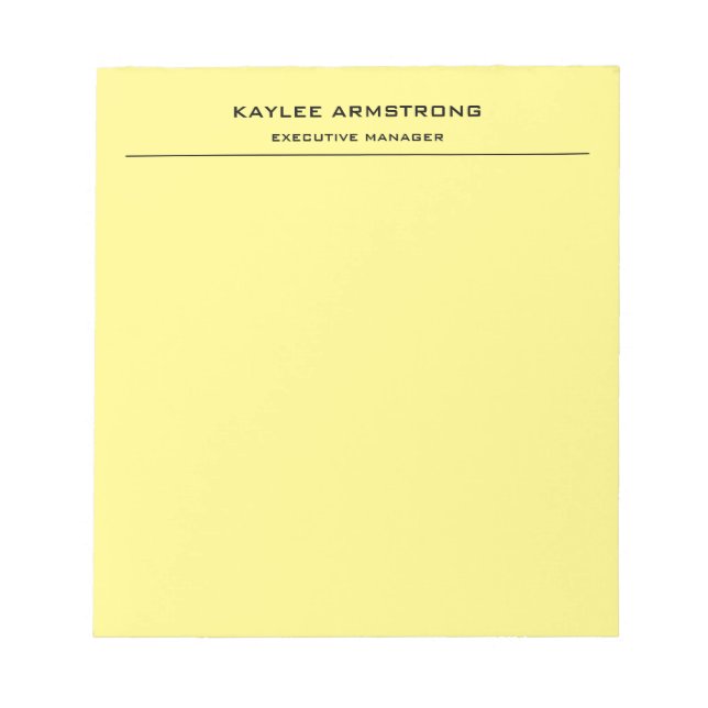 Stylish Plain Simple Professional Light Yellow Notepad (Front)