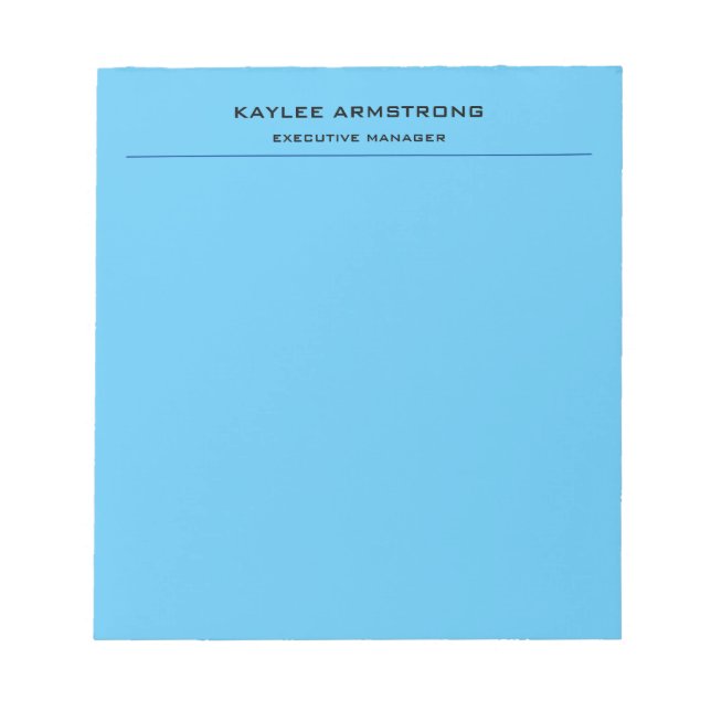 Stylish Plain Simple Professional Sky Blue Notepad (Front)