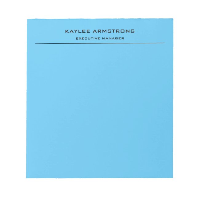Stylish Plain Simple Professional Sky Blue Notepad (Front)