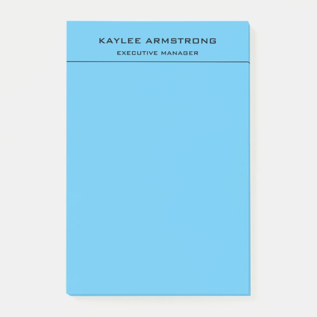 Stylish Plain Simple Professional Sky Blue Post-it Notes (Front)