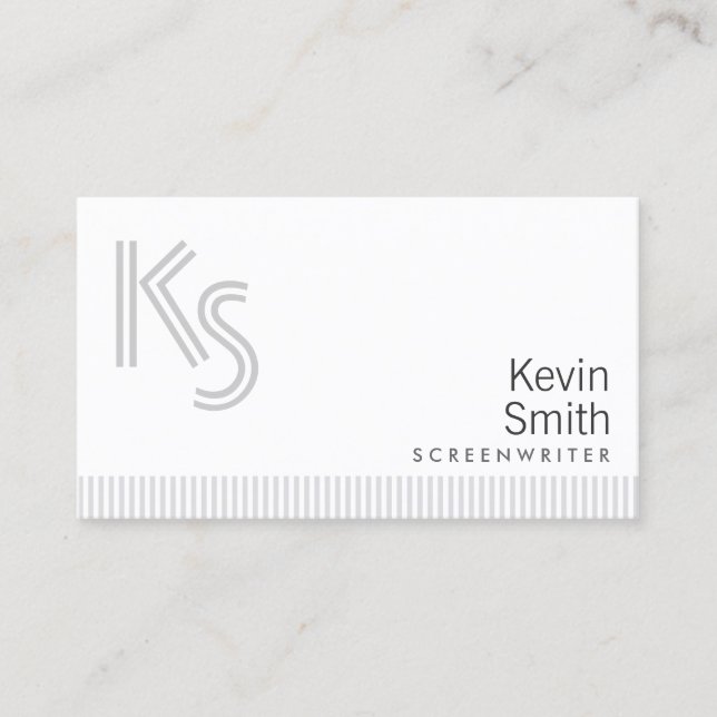 Stylish Plain White Screenwriter Business Card (Front)