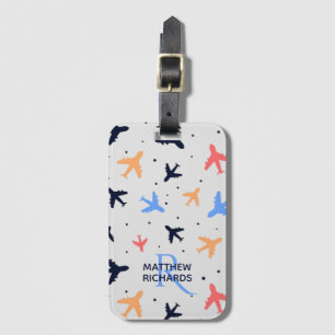 Stylish Plane Flight Pattern Personalised Luggage Tag