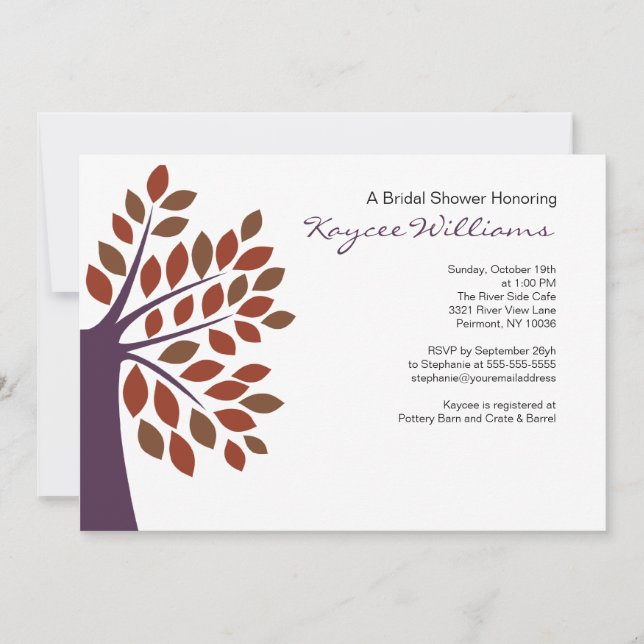 Stylish Plum Tree Bridal Shower Invite (Front)