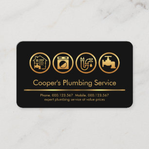 Stylish Plumbing Icons Plumber Service Business Card