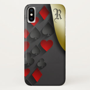Stylish Poker Suits on Black Monogram Case-Mate iPhone Case