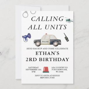 Stylish Police Kids Birthday Invitation