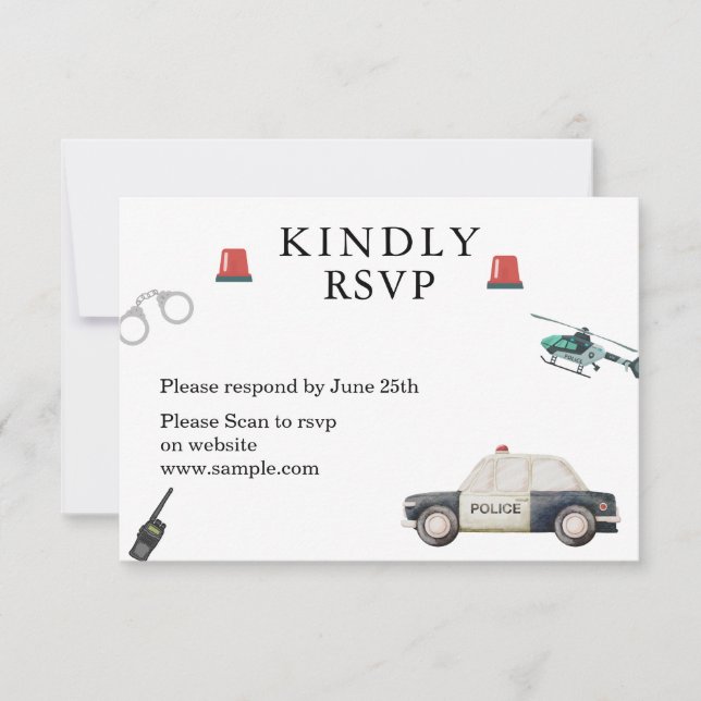 Stylish Police Kids Birthday Thank You Card (Front)