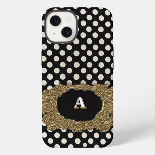 Stylish Polka Dot Pattern With a Luxe Gold Frame iPhone 13 Case