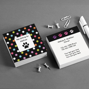 Stylish Polka Dot Pet Sitter Square Business Card