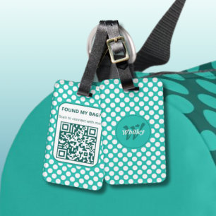 Stylish Polka Dots Design Smart Dynamic QR Code Luggage Tag