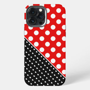 Stylish Polka Dots Red, Black and White iPhone 13 Pro Max Case