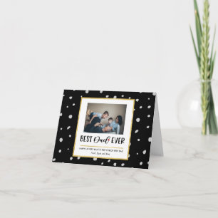 Stylish PolkaDots and Gold Frame Photo Fathers Day Card