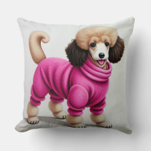 Stylish Poodle Wearing Pink Cushion