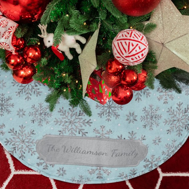 Stylish Powder Blu Christmas | Elegant Snowflakes Brushed Polyester Tree Skirt (Creator Uploaded)