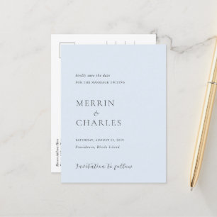 Stylish Powder Blue Modern Wedding Save the Date Announcement Postcard