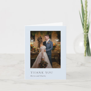 Stylish Powder Blue Photo Modern Wedding Thank You Card