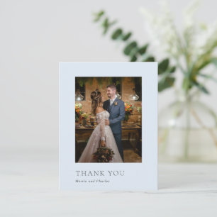 Stylish Powder Blue Photo Modern Wedding Thank You Card