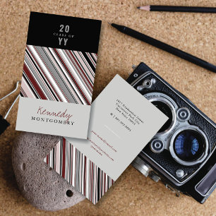Stylish Preppy Brown Pin Stripes Modern Graduate Calling Card