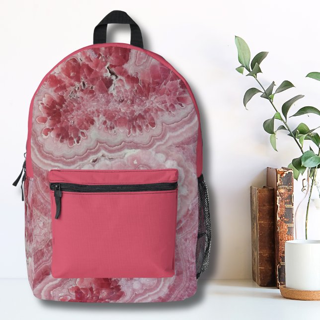 Stylish Pretty Agate Pink Girls Printed Backpack (Trendy Stylish Modern Geode Stone Pink Printed Backpack)
