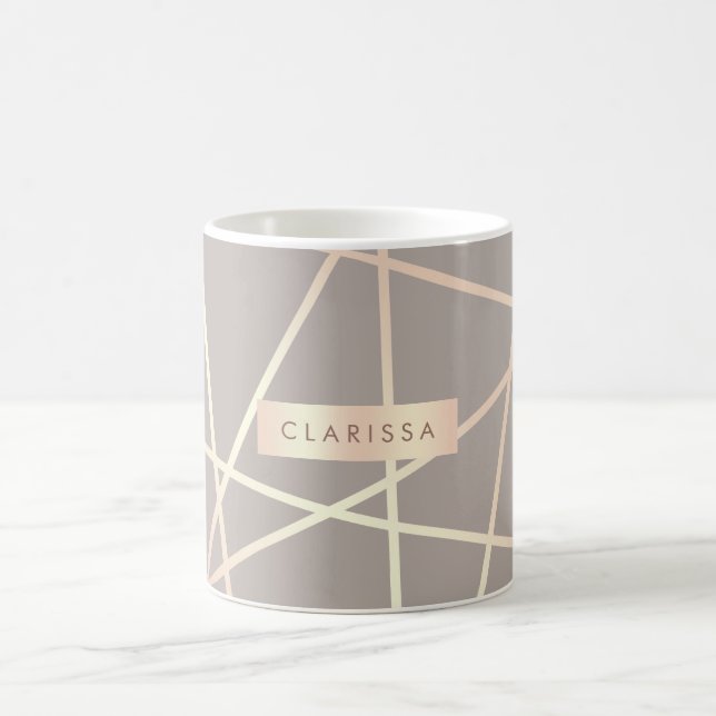 Stylish pretty chick rose gold & grey geometric coffee mug (Center)