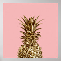 Stylish pretty girly gold & pastel pink pineapple